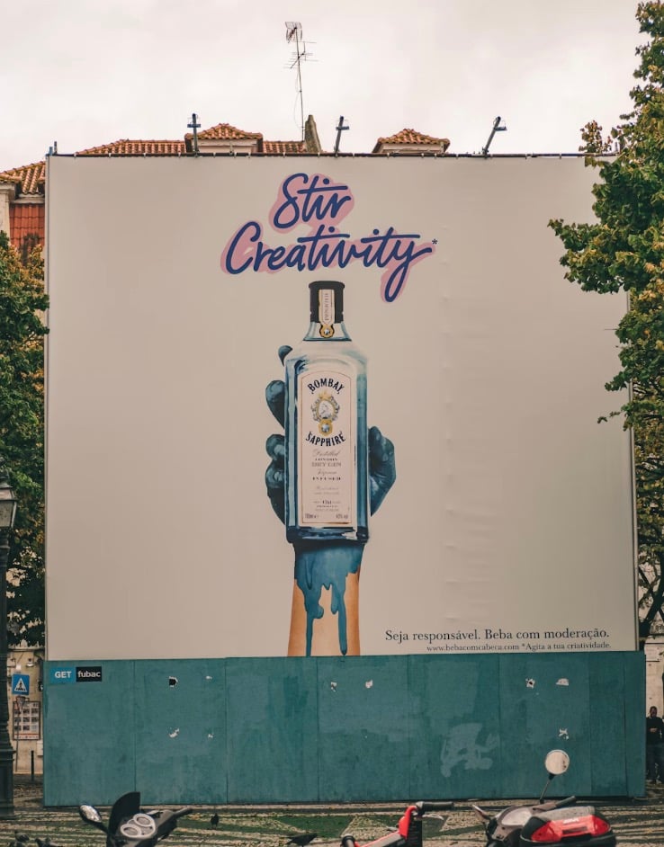 Outdoor ad of gin bottle